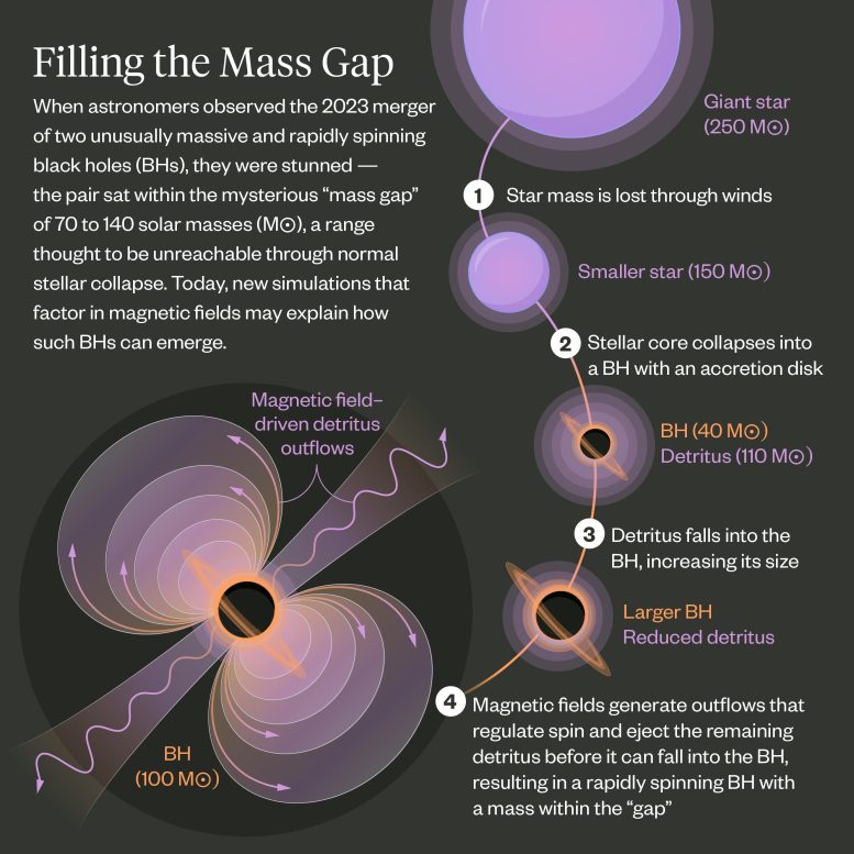 Infographic of Black Hole Mass Gap Formation