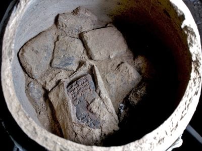 Inside Pottery Vessel With Cuneiform Tablets