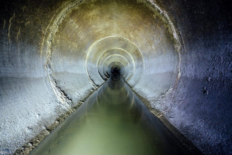 Inside Sewer Tunnel Pipe