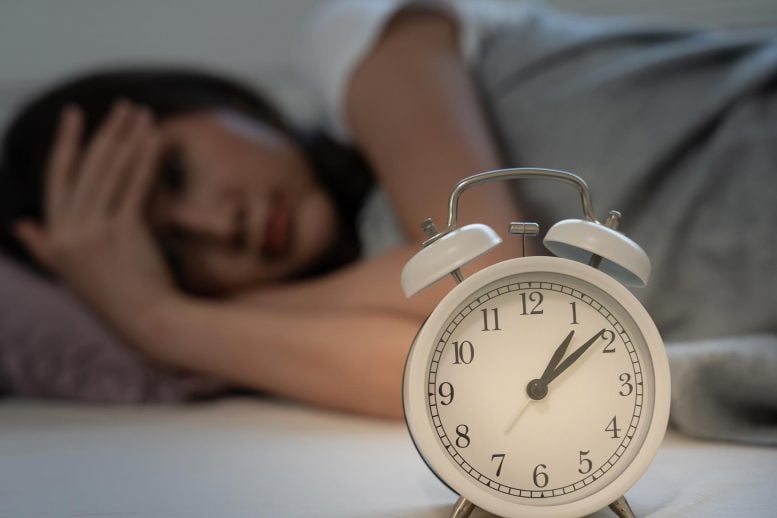 Insomnia Asian Woman in Bed Late Trying to Sleep