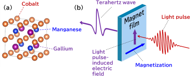 Generation of Intense Terahertz Waves With a Magnetic Material