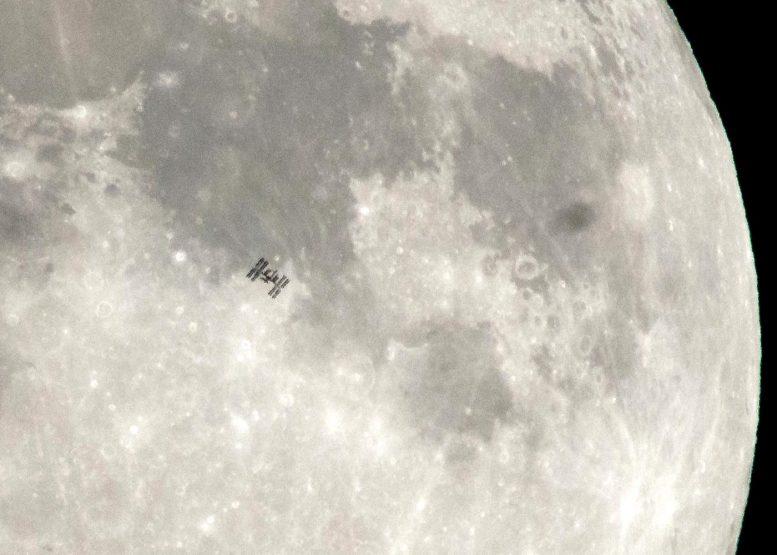 International Space Station Transits the Moon 2018 Crop