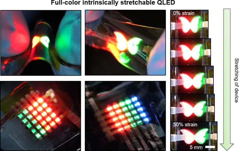 Intrinsically Stretchable Quantum Dot Light-Emitting Diodes Demonstrations