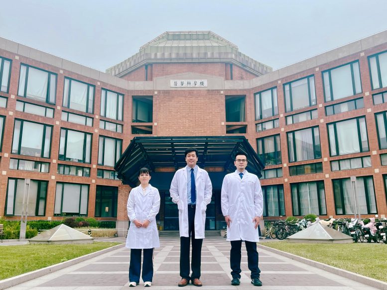 Investigators in Front of Medical Building, Tsinghua University