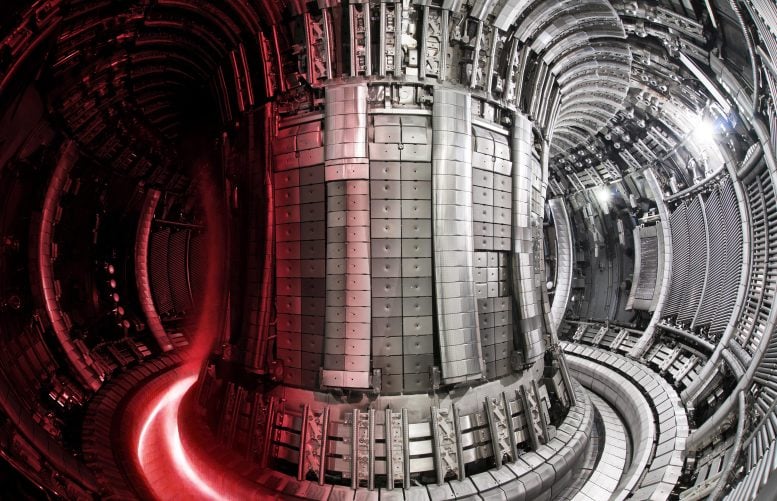 JET Nuclear Fusion Facility Interior With Superimposed Plasma