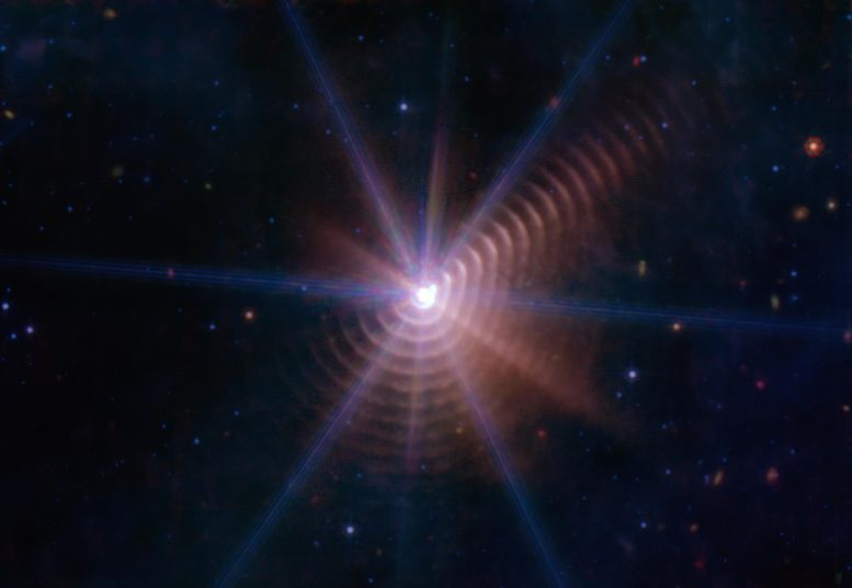 JWST Image of Concentric Dust Rings Around WR140