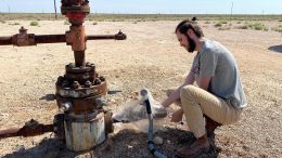 Jacob Hoschouer Samples Inactive Oil Well