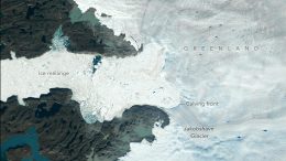 Jakobshavn Isbrae Glacier in Greenland Breaking