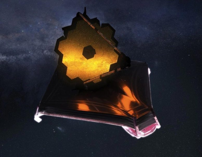 Telescopul spațial James Webb în designul artistului spațial