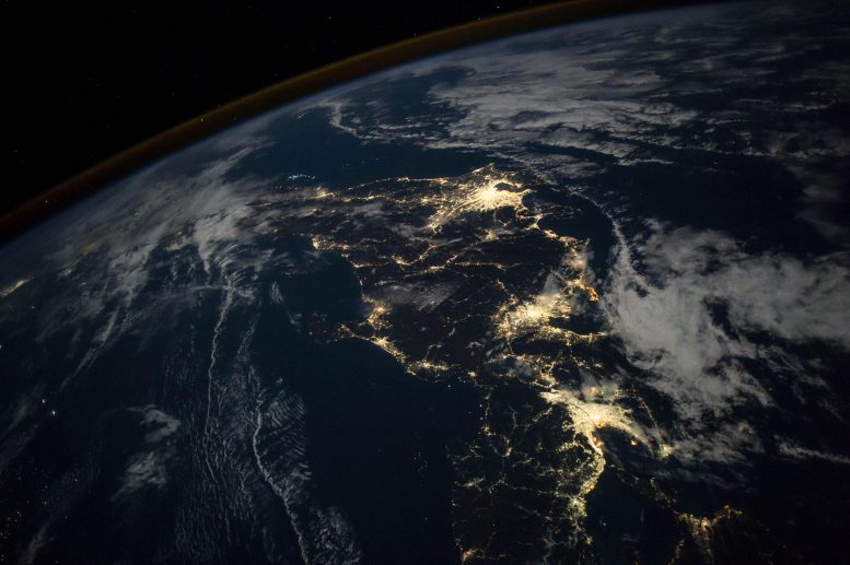 Japan at Night Astronaut Photo