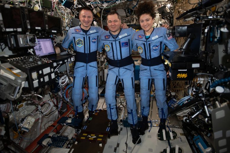 NASA Astronauts Jessica Meir and Andrew Morgan and Soyuz Commander Oleg Skripochka