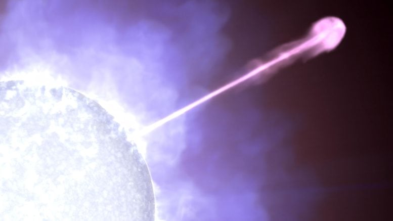Jet Particles Emerges Massive Star