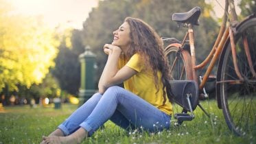 Joyful Woman Outside Park