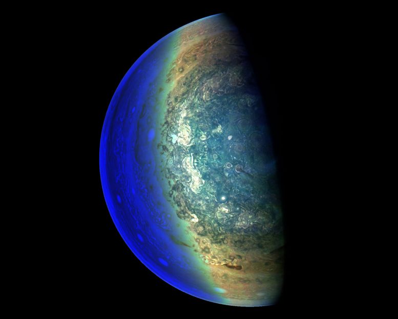 Juno Captures Breathtaking Image of Jupiter's Swirling Cloud Formations