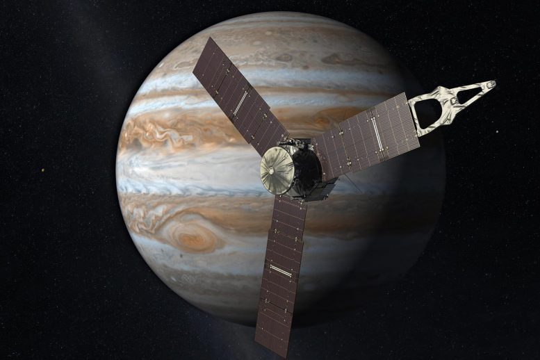 The Juno spacecraft is in orbit around Jupiter