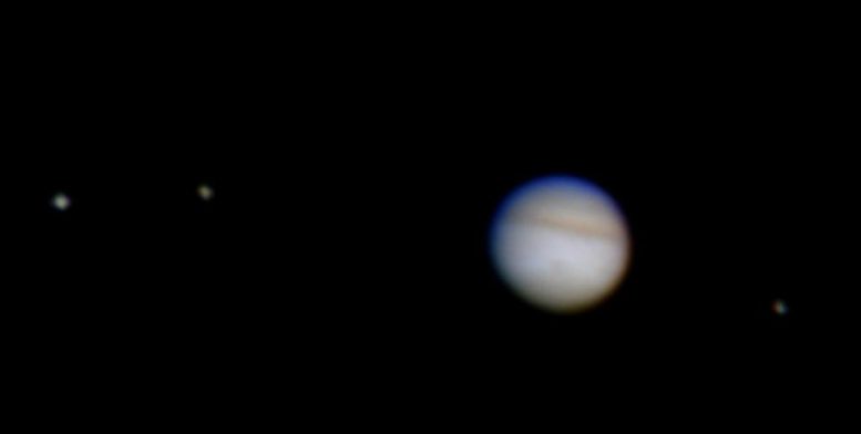 Jupiter and Three Galilean Satellites Amateur Telescope