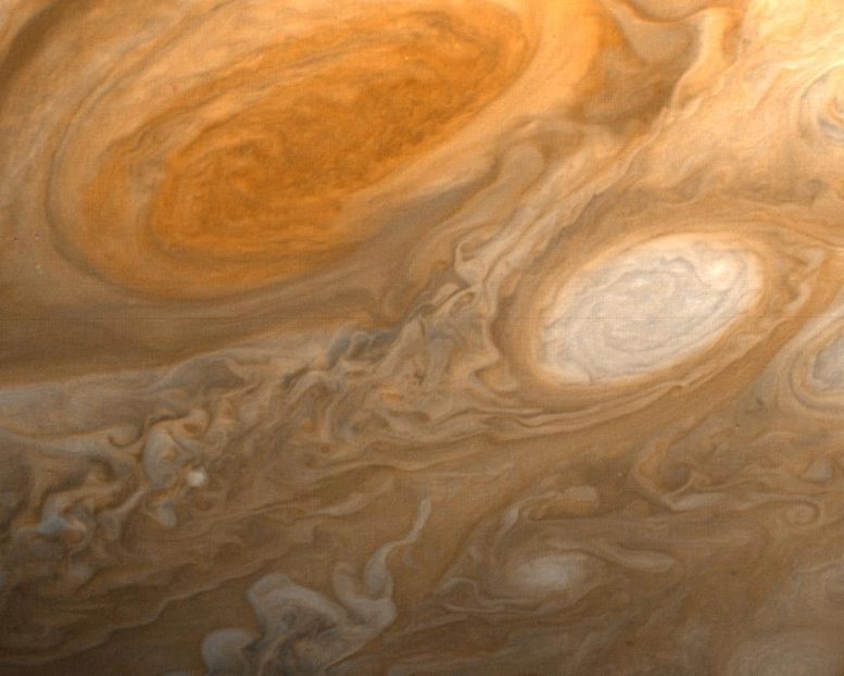 Jupiter's Great Red Spot and White Ovals Voyager 1