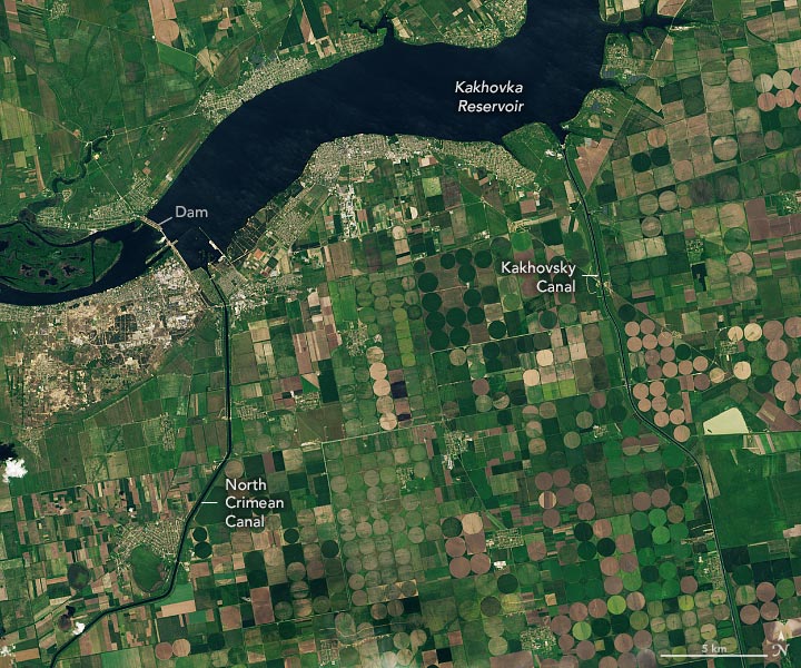 Kakhovka Reservoir May 2023 Annotated