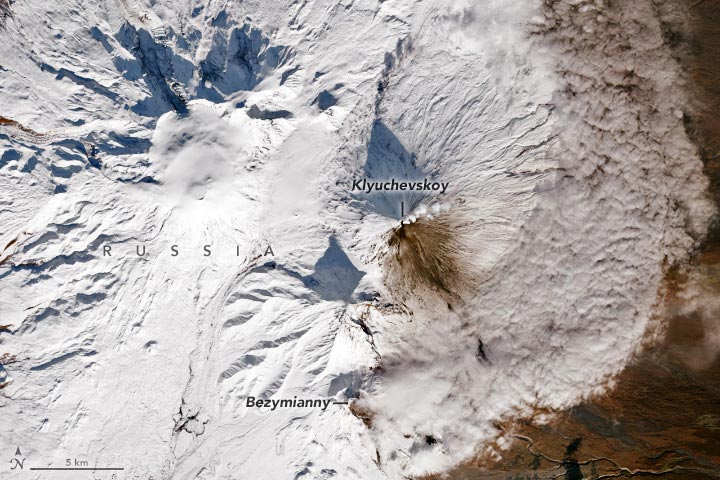 Klyuchevskoy Stratovolcano Annotated