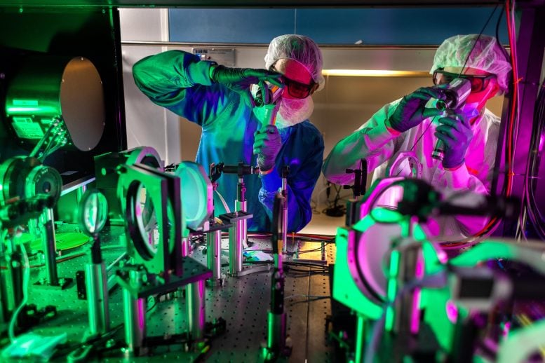 L R,John Nees and Richard Van Camp in Lab