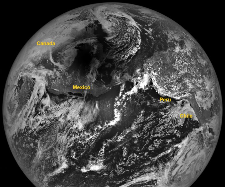 LRO Moon's Shadow on Earth Annotated