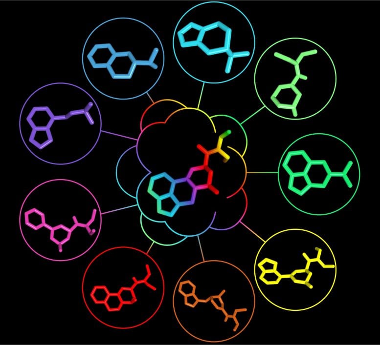 LSD Chemical Structure Deconstruction Illustration