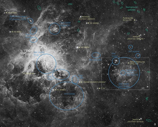 Labelled view of the Tarantula Nebula