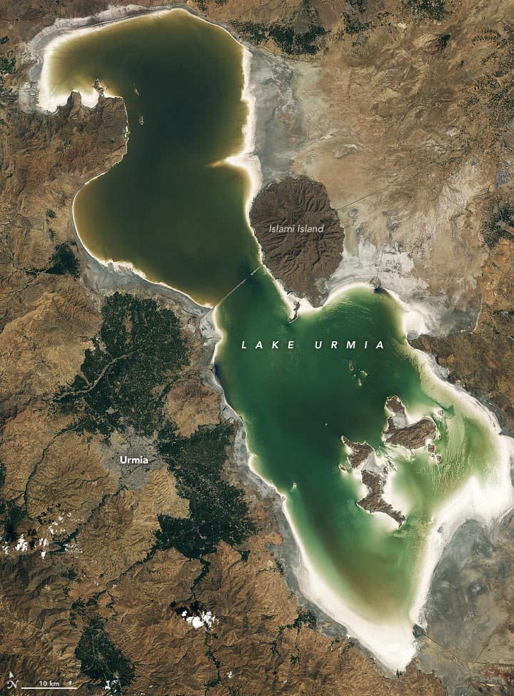 Lago Urmia anotado em setembro de 2020
