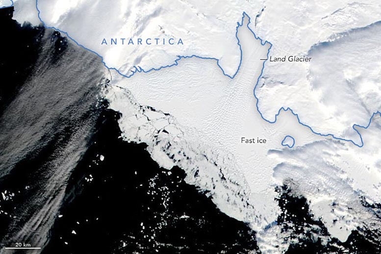 Land Glacier Antarctica February 2022 Annotated