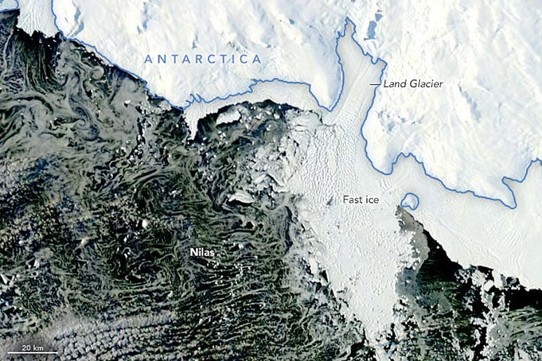 Land Glacier Antarctica March 2022 Annotated