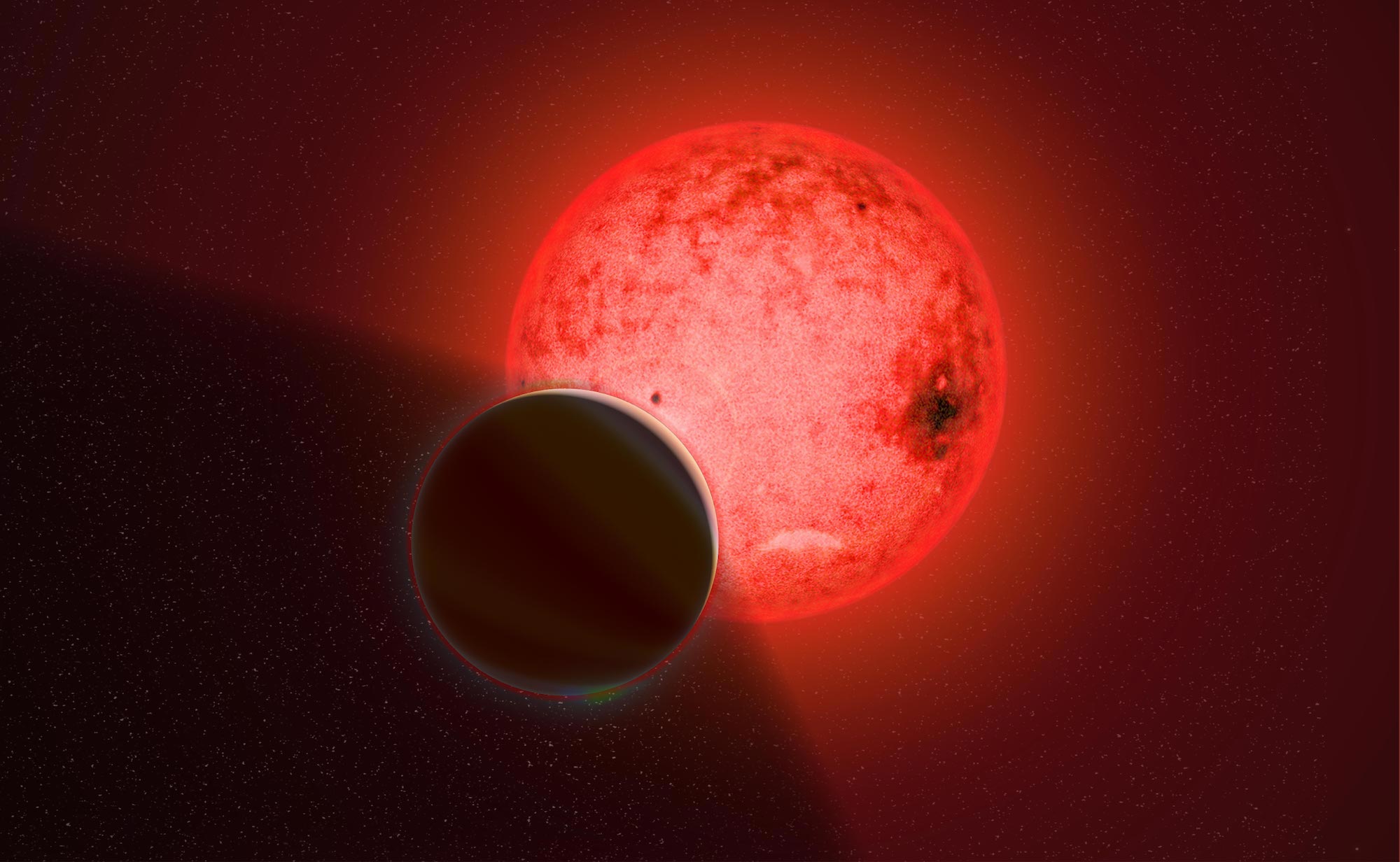 Large Gas Giant Planet Orbiting Small Red Dwarf Star