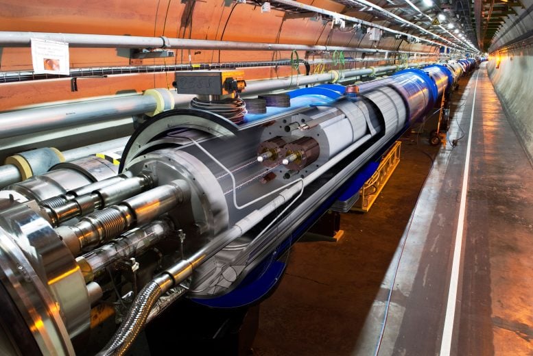 Large Hadron Collider Accelerator in the Tunnel at CERN