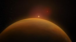 Large Planet Orbiting Binary Star System