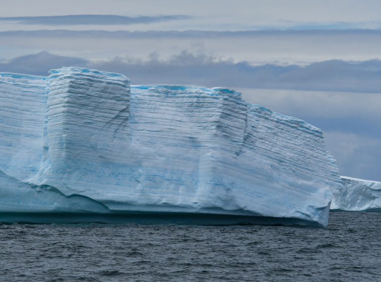 Layered Antarctic Iceberg at Sea