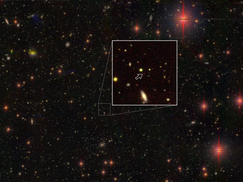 Light from a distant quasar captured by the Subaru Telescope