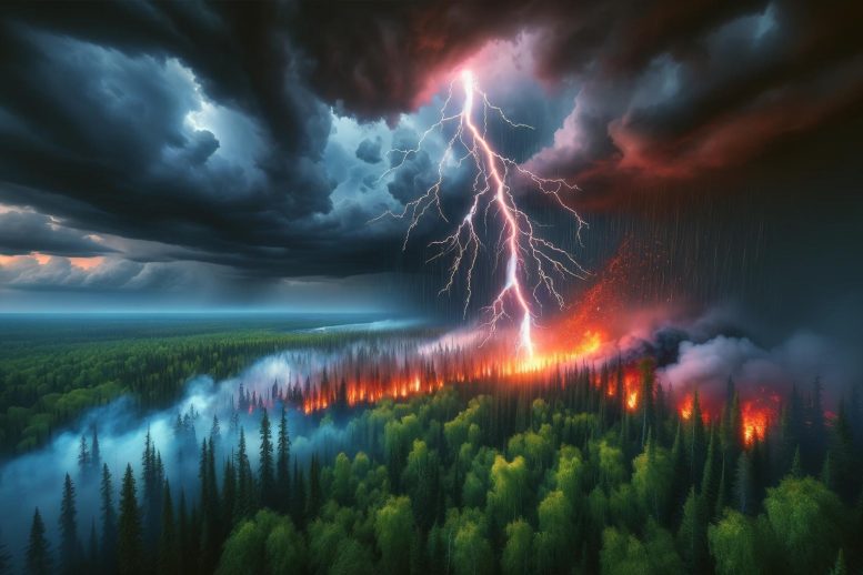 Lightning Igniting Forest Fire Art