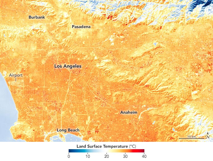 Los Angeles Land Surface Temperature February 2022 Annotated