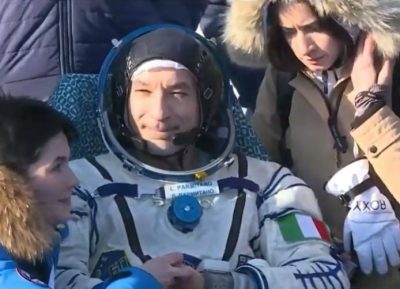 Luca at Soyuz MS-13 landing site