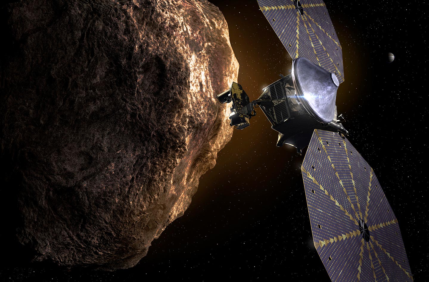 Lucy spacecraft on the Trojan asteroid