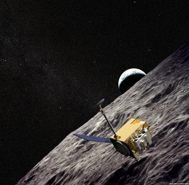 Lunar Reconnaissance Orbiter Spacecraft Over Moon