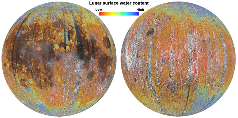 Lunar Water Map Surface of Moon