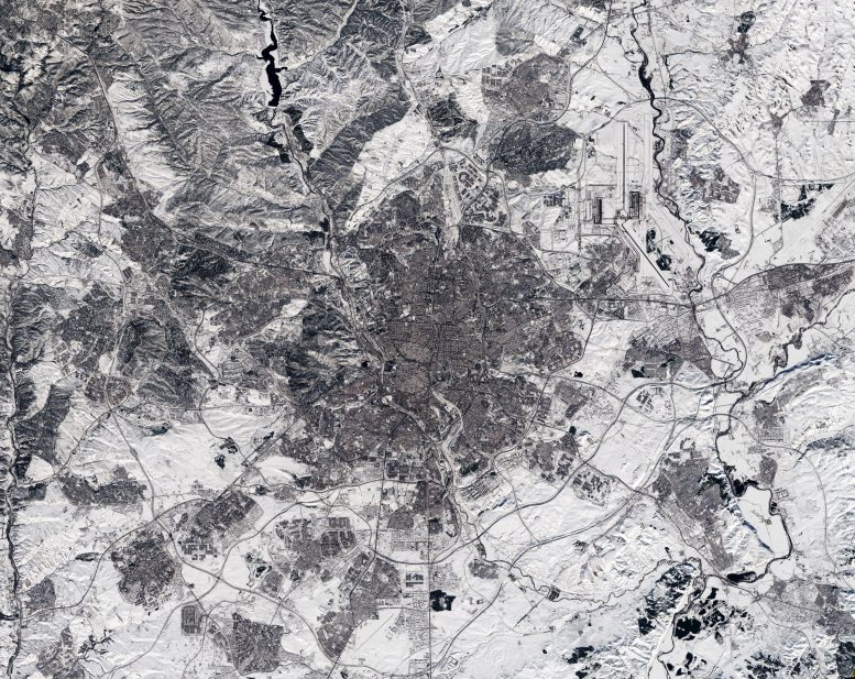 Madrid Snowbound Satellite Image