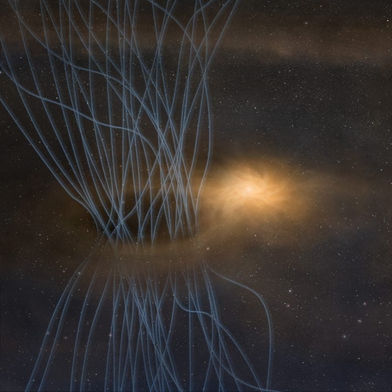 Magnetic Flux From a Baby Star Illustration