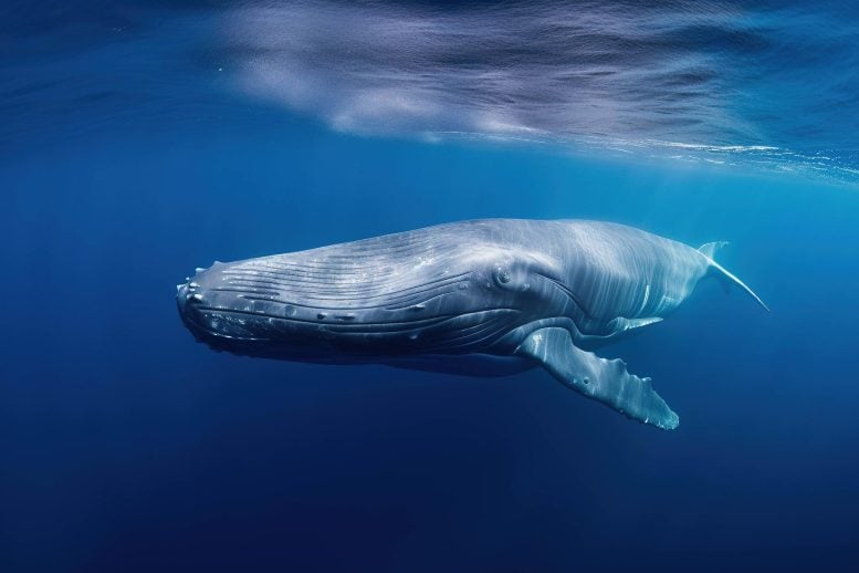 Majestic Humpback Whale Swimming Underwater
