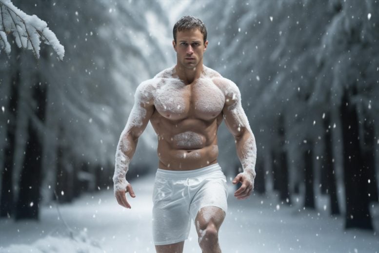 Man Fitness Snow Cold Art Concept