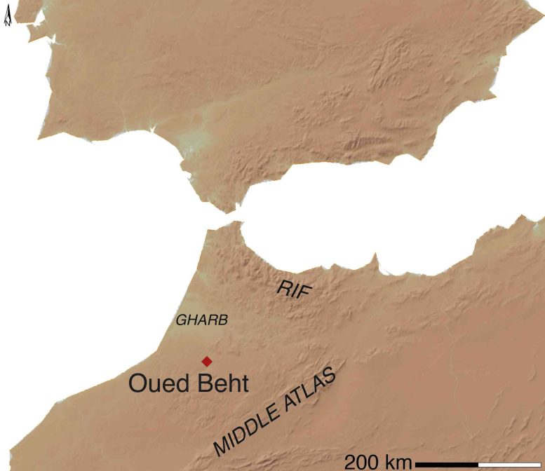 Map Showing Oued Beht in Morocco