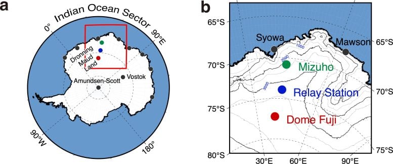 Map of Antarctica and the East Antarctic Study Region