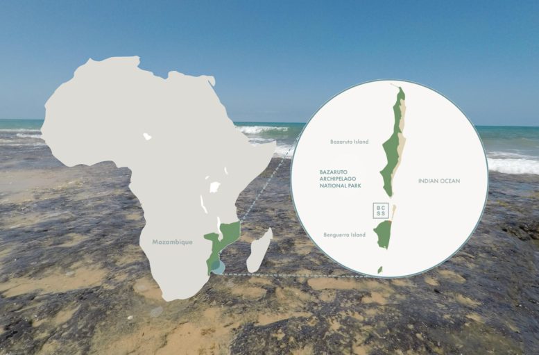 Map of Mozambique’s Bazaruto Coastline and Ancient Peat Deposits