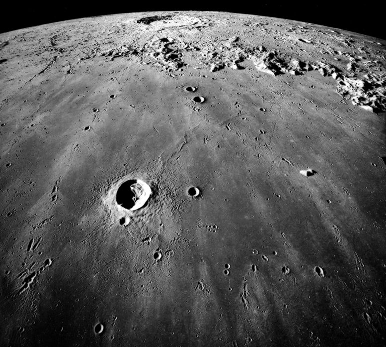 Oblique View Across Mare Imbrium of Copernicus Crater on the Moon