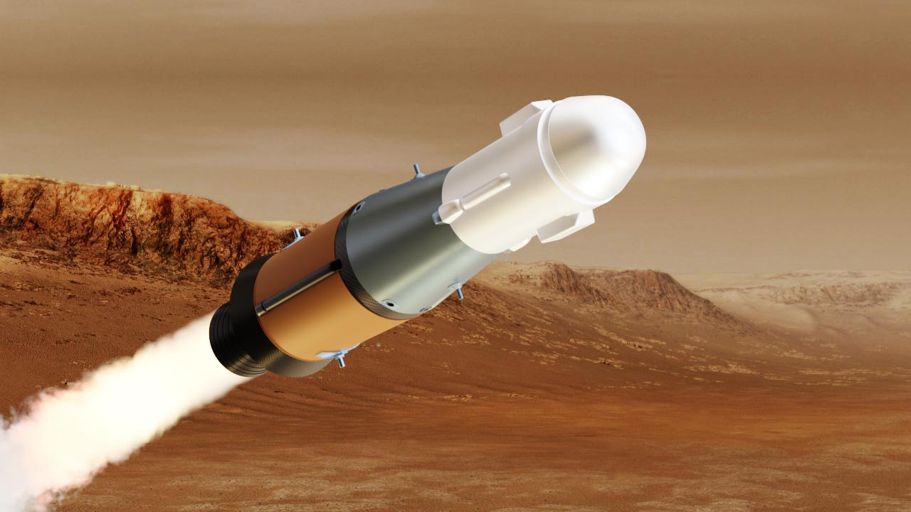 Историческая аэродинамическая труба испытывает ракету НАСА Mars Ascent Vehicle